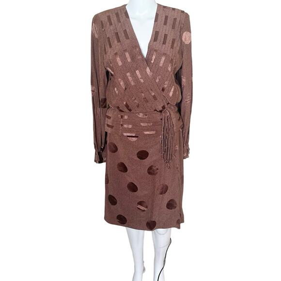 Vintage Raul Blanco Skirt and Top Set Silk Brown Size 8 - Picture 1 of 10